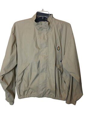 Vintage Ralph Lauren Chaps Mens XL Beige Windbreaker Jacket W/Crest Zip I-4